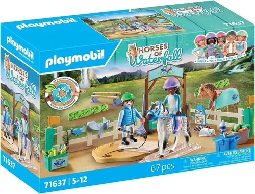 playmobil Spielset HORSES OF WATERFALL 71637 - Moderne Reitschule für Kinder ab 4 Jahren mit 67 Teilen, inklusive Longierplatte und nachhaltigen Materialien für umweltfreundlichen Spielspaß.