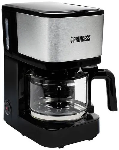 PRINCESS Filterkaffeemaschine 01.246030.01.001 - Kaffeemaschine in elegantem Schwarz und Silber, mit 600 W Leistung für schnellen Kaffeegenuss – ideal für jeden Kaffeeliebhaber.