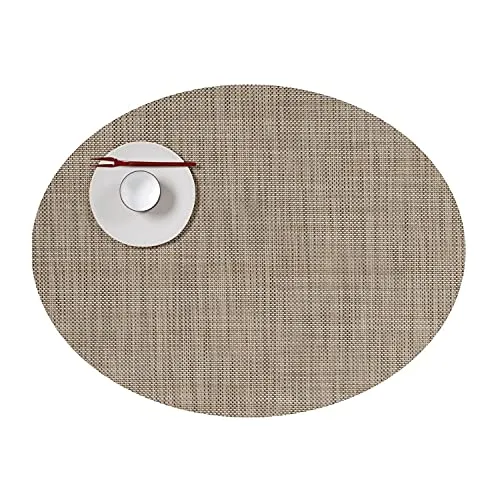Chilewich Placemat Mini Basketweave Oval - Linen in beige von Chilewich