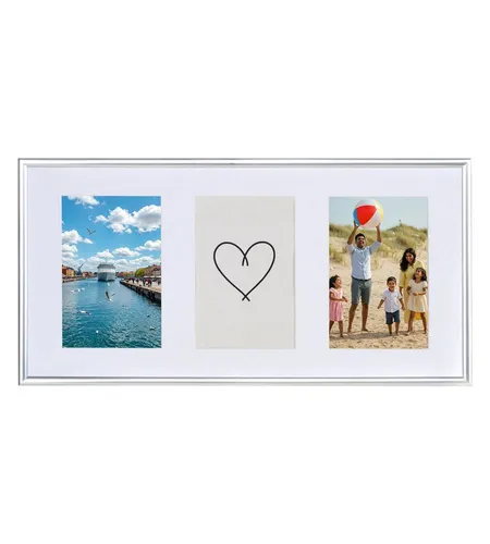 IDEAL TREND Bilderrahmen Galerie Bilderrahmen Kunststoff mit Passepartout & Klarglas Collagerah, für 3 Bilder (1 St), Schrägschnitt Passepartout