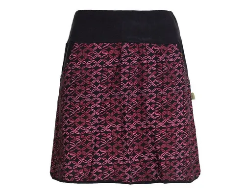Vishes Jerseyrock Kurzer Damen Baumwoll-Rock mit Facetten Bedruckt mit Taschen Retro, Goa, Hippie Style