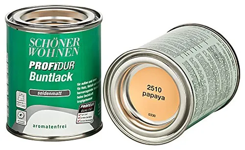Schöner Wohnen Buntlack 375ml/125ml Lack, DurAcryl,Profidur, Mango,Blau,Papaya,Sand,Cashmere,glänzend,seidenmatt,hochglänzend (Papaya RAL 2510, 5 x 125ml)