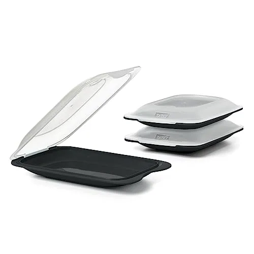TATAY Frischhaltedose 3er Set Mini Frischhaltedosen mit Deckel | Frischhaltedose Lebensmittel | 3-teiliges Set | 12x3,1x18 cm | Ohne BPA | Aufschnittboxen für Kühlschrank, Schwarz