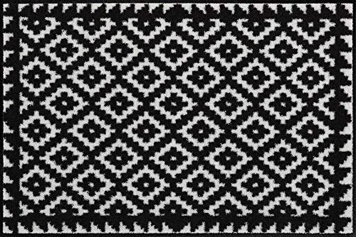 Salonloewe Fußmatte Tabuk Black & White 50x75 cm - Fußmatte in modernem Design, waschbar und pflegeleicht; ideal für Innen- und Außenbereiche, rutschfest und staubbindend.