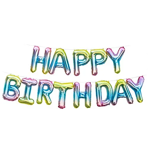 Oblique Unique® Happy Birthday Folienballon Girlande Banner Bunt als Geburtstag Kindergeburtstag Party Deko mit 13 Folien Luftballons