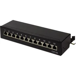 LogiLink Patchpanel NP0019B, Cat 6A, 1HE, schwarz, geschirmt, mit 12 Ports