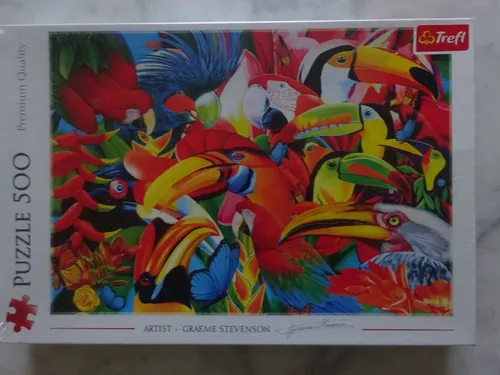 XXXX Puzzle 500, bunte Vögel, Stevenson, Birds, 373288, bb, Trefl , NEU