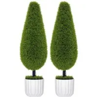 HOMCOM Kunstpflanze Zypresse 90 cm - Kunstpflanze für Indoor und Outdoor, pflegeleicht und immergrün, ideal zur Dekoration in jedem Raum oder Garten.