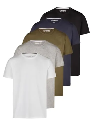 riverso Herren T-Shirt RIVDean 5er Set - Regular Fit XXL - Herren-Shirts im 5er Set von riverso, ideal für Sommer und Freizeit, aus 100% Baumwolle, pflegeleicht und in verschiedenen Farben erhältlich.