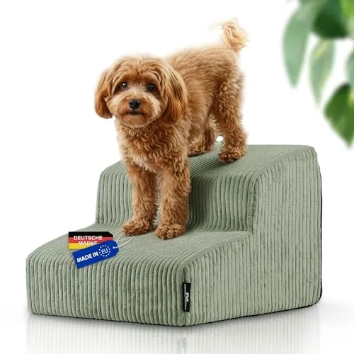 Hundetreppe für kleine Hunde | Rutschfeste Haustiertreppe mit waschbarem Cordbezug