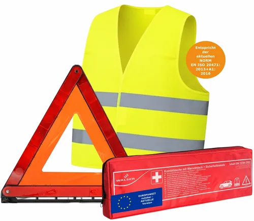 Kombitasche Verbandstasche Warndreieck Set UNFALL ERSTE HILFE Warnweste WALSER