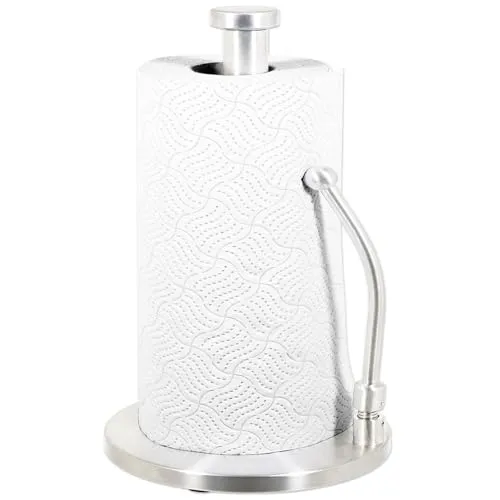SPARES2GO Küchenrollenhalter, Schwerer Boden, Papierhandtuchhalter aus Edelstahl mit Federspannarm (Silber)