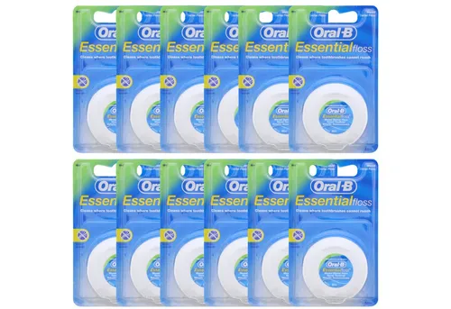 Oral-B Essential Floss gewachst 50m - 10er Pack - Hochwertige gewachste Zahnseide für gründliche Zahnreinigung, ideal für die tägliche Mundpflege. Praktisches 10er Pack für die ganze Familie.