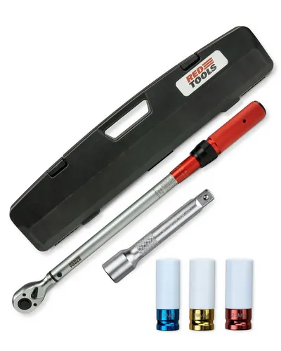 Red Tools Drehmomentschlüssel 40-220 Nm mit Zubehör - Drehmomentschlüssel mit 1/2