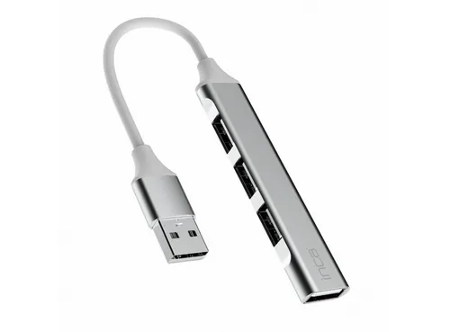 INCA IUSB-4TUX USB-Adapter USB-A Stecker zu USB-A Buchse, 4-Port USB-Hub mit Aluminiumgehäuse und 5 Gbit/s Übertragung