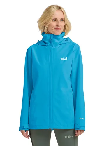 Jack Wolfskin Trailtime Regenjacke für Damen, XL, blau - Windschnittige 2-Lagen-Jacke für optimalen Wetterschutz. Mit wasserdichter TEXAPORE CORE Membran und Fair-Wear-Zertifizierung ideal für den Einsatz bei wechselhaften Bedingungen.