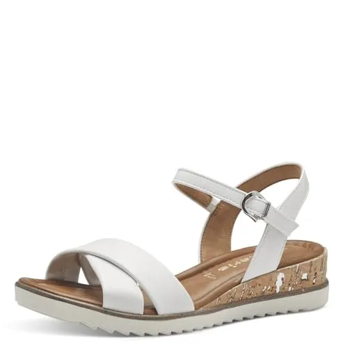 Tamaris Damen Plateau Sandalen Vegan Keilabsatz - Wanderschuhe mit 4,5 cm Absatzhöhe und TOUCH-IT-Technologie für optimalen Tragekomfort. Ideal für den Sommer, vegan und stylish mit runder Schuhspitze.