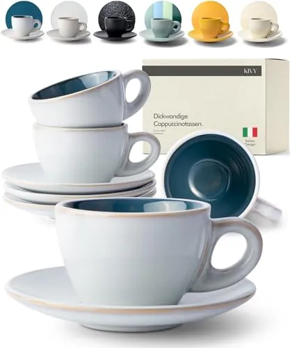 KIVY Cappuccino Tassen Dickwandig [4 x 240ml] in blau von KIVY