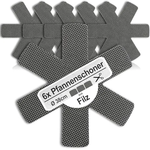 COM-FOUR® 6X Pfannenschutz Ø 38 cm aus Filz - Hitzebeständig, Pfannenschoner zum Schutz vor Kratzern - Pfannenschutzmatte auch für Töpfe und Schüsseln - Zuschneidbar (06 Stück - grau Premium)