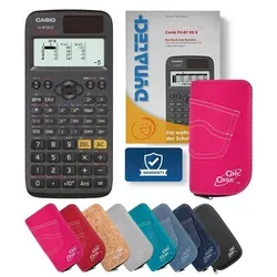Casio FX-87 DE X Taschenrechner, Schutztasche pink & Fachbuch