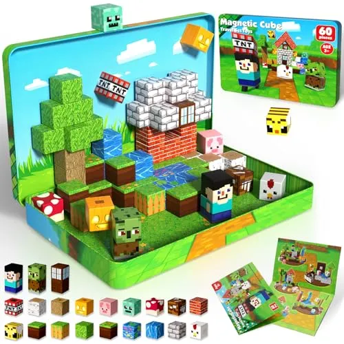 Magnetische Bausteine Reise Spielzeug 60 Teile im Tragbare Eisenbox