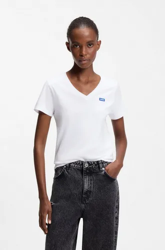 HUGO Blue Classic V T-Shirt mit Logo - T-Shirt für vielseitige Styles, aus weichem Baumwoll-Jersey für hohen Tragekomfort, ideal für schicke Büro-Looks oder lässige Outfits.