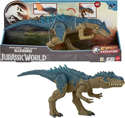 Mattel Jurassic World Ruthless Rampage Allosaurus - Actionfigur mit lebensechten Beißangriffen und Augmented Reality für aufregenden Spielspaß