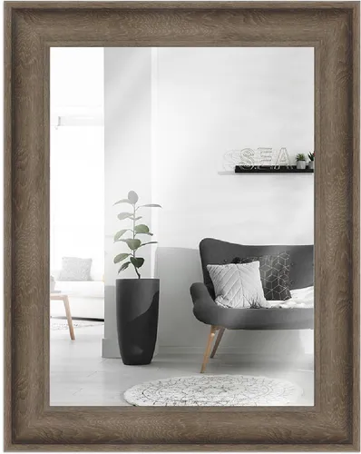 MendeFrames H230 Wandspiegel Landhaus braun 40x50 cm - Eleganter Wandspiegel im Landhausstil, 40x50 cm, mit breitem Kunststoffrahmen in Holzoptik. Perfekt für eine gemütliche Atmosphäre und zur optischen Vergrößerung Ihrer Räume.