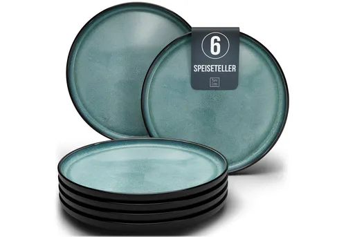 Ibiza Steingut Teller Set für 6 Personen in schwarz von PURE LIVING INTERIOR DESIGN