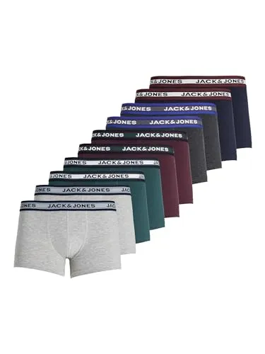JACK & JONES Herren Jacsolid Trunks 10er Pack - Herren-Boxershorts aus Baumwollmischung mit breitem elastischen Bund, ideal für maximalen Tragekomfort und perfekte Passform.