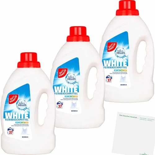 Gut&Günstig Feinwaschmittel White für weißes und helles 37WL 3er Pack (3x1,5L Flasche) + usy Block