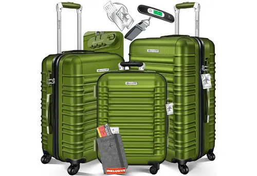 KESSER® 3tlg. Hartschalenkofferset – Ideales Reisekoffer Set - Koffer Set aus strapazierfähiger ABS-Hartschale, inkl. Kofferwaage und Gepäckanhänger. Mit 360° Rollensystem für müheloses Reisen.