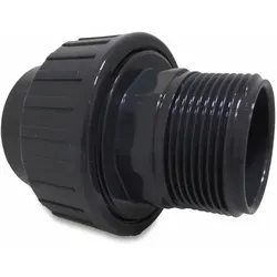 Mega Verschraubung Pvc-u 50 Mm X 2 Zoll Klebemuffe X Außengewinde 10 Bar, Grau