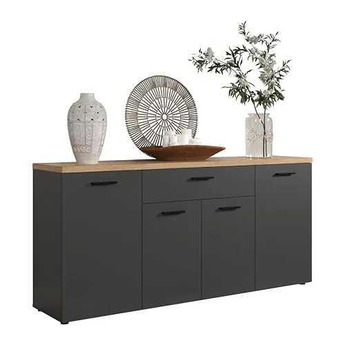 Home affaire Sideboard Bajo – Kommode mit 4 Türen und 1 Schubkasten (B/T/H) 180/42/85 cm