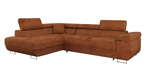 Mirjan24 Ecksofa Torezio - L-Form Couch mit Schlaffunktion - Sofas & Couches mit Bettkasten und einstellbaren Kopfstützen, ideal für platzsparende Wohnlösungen. Schlaffläche: 198 x 125 cm, freistehend und unkomplizierte Montage.