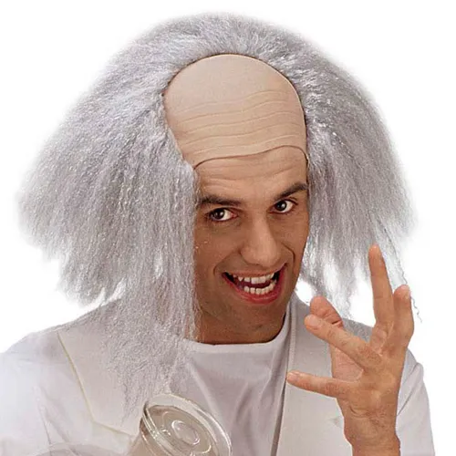 Männer Perücke Grau mit Halbglatze für Fasching und Halloween Kostümzubehör