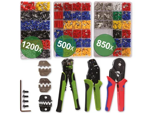 QUADRIOS Zangen-Set Maxi mit Zubehör, 22T016 - Quetsch- / Steckverbinder, vielseitiges Zangen-Set für präzise Crimpverbindungen und optimale Handhabung.