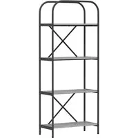 vidaXL Regal Grau Sonoma 60 x 30 x 146 cm - Modernes Bücherregal aus robustem Holzwerkstoff mit 4 Regalen, ideal für Bücher und Deko. Flexibles Design passt in jedes Zuhause oder Büro und bietet viel Stauraum.