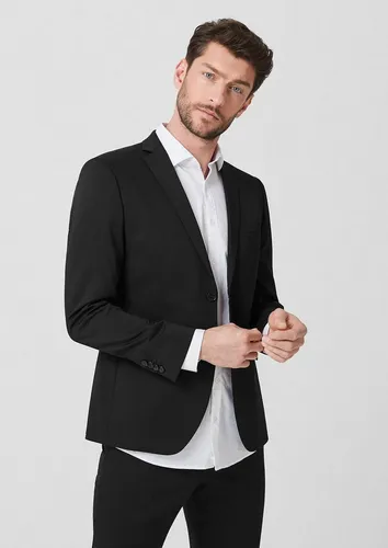 s.Oliver BLACK LABEL Herren Anzugjacke 02.899.54.4475, Schwarz - Elegante Anzugjacke für Herren in Schwarz, mit zwei Knöpfen und Innenfutter, ideal für formelle Anlässe.