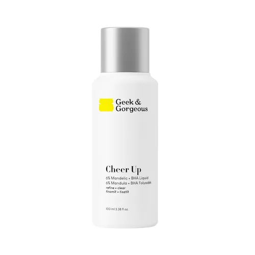 Geek & Gorgeous Cheer Up Peeling für Mischhaut und ölige Haut - Peeling für Mischhaut, wirkt gegen Akne und vergrößerte Poren; mit 5% Mandelsäure und 1% Salicylsäure für einen strahlenden Teint und sanfte Exfoliation.