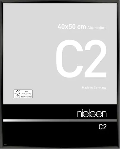 Nielsen Alurahmen C2 40x50 cm eloxal schwarz glanz - Bilderrahmen in edlem Schwarz, ideal für stilvolle Präsentationen Ihrer Bilder. Robustes Aluminium und Klarglas sorgen für Langlebigkeit und Eleganz.