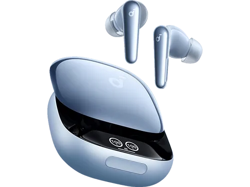 soundcore Liberty 4 Pro - Glänzende hellblaue In-Ear Kopfhörer - Kopfhörer mit aktivem Noise-Cancelling und 30 Stunden Akkulaufzeit. Inklusive Ladeetui und USB-C-Kabel für ultimativen Komfort.