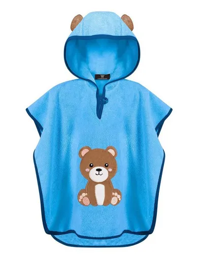 Laynenburg Badeponcho LAYNENBURG Badeponcho Kinder 100% Baumwolle mit Kapuze & Motiv, Handtuch Poncho aus Frottee für Baby Jungen Mädchen