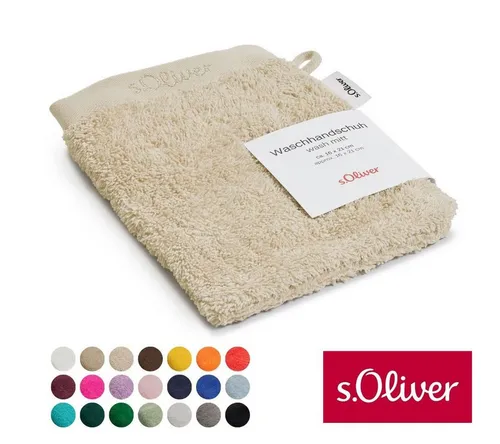 s.Oliver Waschlappen 16x21 cm - 100% Baumwolle, 600 g/m², weich & angenehm, Waschhandschuh beige