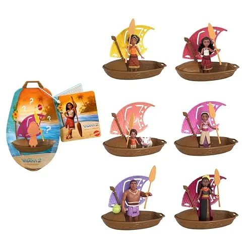 Mattel Disney Vaiana 2 Wunder der Seefahrt, Spielzeugset mit kleiner Überraschungspuppe, Kanu und Zubehör, inspiriert vom Film (Stile können variieren), JBT68