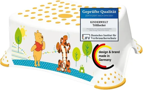 KiNDERWELT Tritthocker Premium Tritthocker Disney Winnie Puuh weiß stabiler Hocker für Kinde