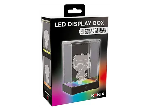 KONIX LED-VITRINE DISPLAY BOX mit RGB-Beleuchtung - Acrylvitrine für Sammelfiguren mit 8 Farbmodis zur eleganten Präsentation und Staubschutz. Touch-Bedienelemente für einfache Nutzung und anpassbare Beleuchtung schaffen die perfekte Atmosphäre.