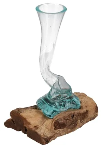 Spiralförmige Vase aus Wurzelholz - 25 cm - Ethno Glasvase mit einzigartigem Design aus fair gehandelt Wurzelholz, perfekt für stilvolle Blumenarrangements und dekorative Akzente.