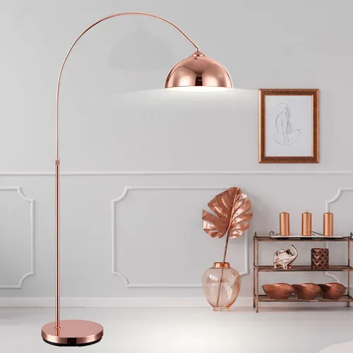 Elegante Bogenleuchte aus Kupfer – Höhenverstellbare Stehlampe für Wohnzimmer - Stehleuchten – Stilvolle Bogenleuchte aus Kupfer mit individuellem Höhenverstellbarkeit und Fußtrittschalter für optimale Beleuchtung.