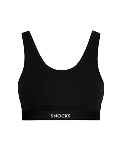 Snocks Soft Bra - Damen BH ohne Bügel, Schwarz - L - Klassische BHs für Damen, perfekt anpassbar dank elastischem Material und aus 95% Bio-Baumwolle für hohen Komfort und Atmungsaktivität – ideal für Alltag und Sport.